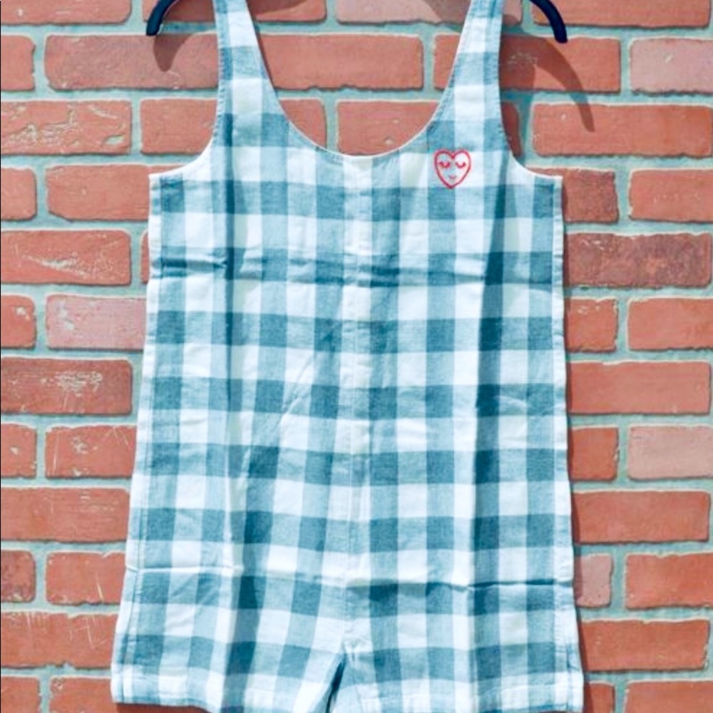 Madewell Flannel Grey Checked Romper NWT XL